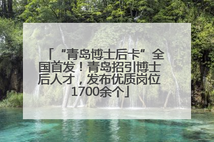 “青岛博士后卡”全国首发！青岛招引博士后人才，发布优质岗位1700余个