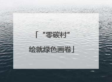 “零碳村” 绘就绿色画卷