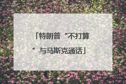 特朗普“不打算”与马斯克通话