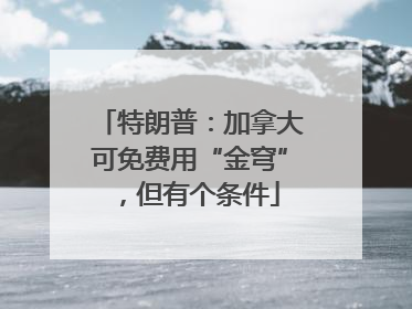特朗普：加拿大可免费用“金穹”，但有个条件