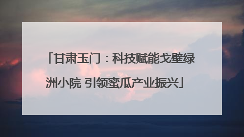 甘肃玉门：科技赋能戈壁绿洲小院 引领蜜瓜产业振兴