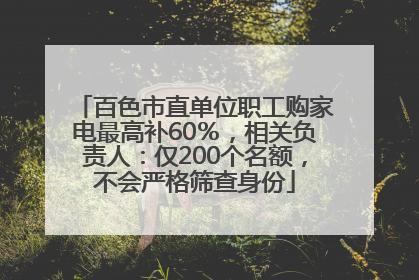百色市直单位职工购家电最高补60％，相关负责人：仅200个名额，不会严格筛查身份