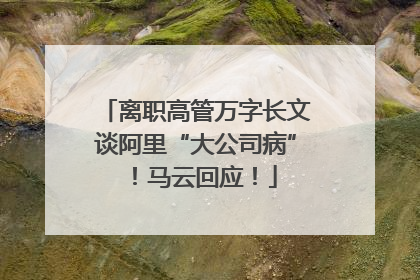 离职高管万字长文谈阿里“大公司病”！马云回应！