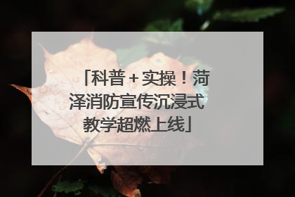 科普＋实操！菏泽消防宣传沉浸式教学超燃上线