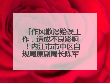 作风散漫贻误工作，造成不良影响！内江市市中区自规局原副局长陈军被“双开”