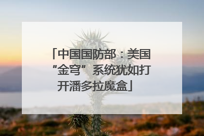 中国国防部：美国“金穹”系统犹如打开潘多拉魔盒