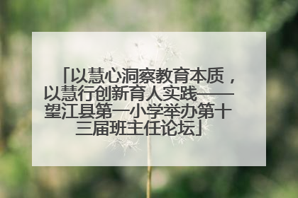 以慧心洞察教育本质，以慧行创新育人实践——望江县第一小学举办第十三届班主任论坛