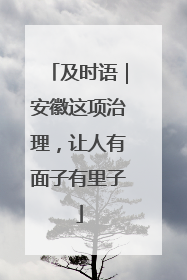 及时语｜安徽这项治理，让人有面子有里子