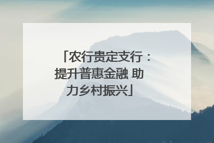 农行贵定支行：提升普惠金融 助力乡村振兴