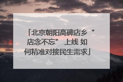 北京朝阳高碑店乡“店念不忘” 上线 如何精准对接民生需求