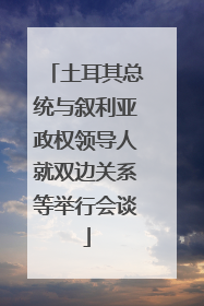 土耳其总统与叙利亚政权领导人就双边关系等举行会谈