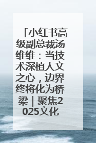 小红书高级副总裁汤维维：当技术深植人文之心，边界终将化为桥梁｜聚焦2025文化强国建设高峰论坛