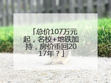 总价107万元起，名校+地铁加持，房价重回2017年？
