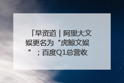 早资道｜阿里大文娱更名为“虎鲸文娱”；百度Q1总营收325亿元超预期