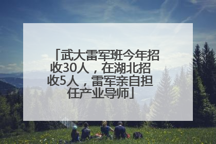 武大雷军班今年招收30人，在湖北招收5人，雷军亲自担任产业导师