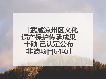 武威凉州区文化遗产保护传承成果丰硕 已认定公布非遗项目64项