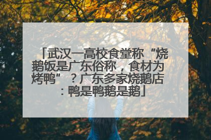 武汉一高校食堂称“烧鹅饭是广东俗称，食材为烤鸭”？广东多家烧鹅店：鸭是鸭鹅是鹅