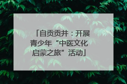 自贡贡井：开展青少年“中医文化启蒙之旅”活动