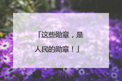 这些勋章，是人民的勋章！