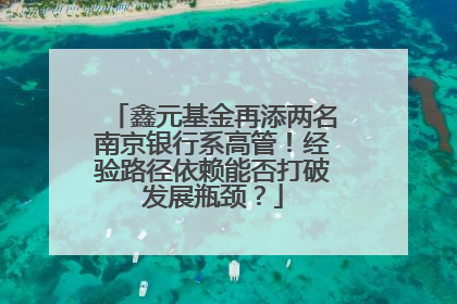 鑫元基金再添两名南京银行系高管！经验路径依赖能否打破发展瓶颈？