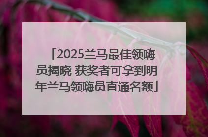 2025兰马最佳领嗨员揭晓 获奖者可拿到明年兰马领嗨员直通名额